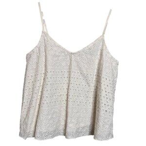 Hollister Womens Size XS Ivory Eyelet Lace Camisole Tank Top Feminine Boho White